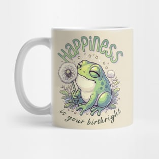 Dandelion Frog With the Motivational Words "Happiness Is Your Birthright" Mug